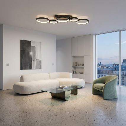 Brilagi - Reguliuojamo ryškumo LED lubinis šviestuvas RINGO LED/34W/230V 3000-6000K 28x84 cm juodas + nuotolinis pultelis