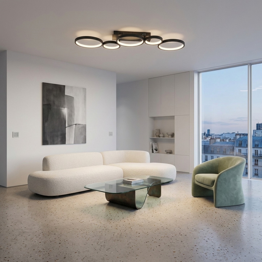 Brilagi - Reguliuojamo ryškumo LED lubinis šviestuvas RINGO LED/34W/230V 3000-6000K 28x84 cm juodas + nuotolinis pultelis