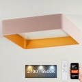 Brilagi - Dimeriuojamas LED lubų šviestuvas VELVET SQUARE SMART LED/36W/230V 60x60 cm 2700-6500K Wi-Fi Tuya + nuotolinis pultelis rožinė