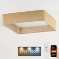 Brilagi - dimeriuojamas LED lubų šviestuvas VELVET SQUARE SMART LED/36W/230V 60x60 cm 2700-6500K Wi-Fi Tuya + nuotolinis valdymas rudas