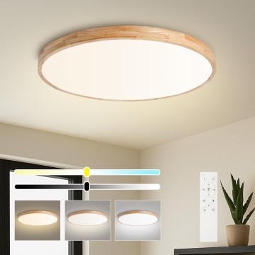 BRILAGI - dimeriuojamas LED lubų šviestuvas WOODLINE LED/100W/230V 3000–6000K ąžuolas Ø 80 cm + nuotolinis valdymas