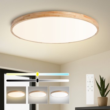 BRILAGI - Dimeriuojamas LED lubų šviestuvas WOODLINE LED/128W/230V 3000-6000K ąžuolas, skersmuo 100 cm + nuotolinis valdymas
