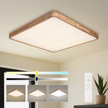 BRILAGI - Dimeriuojamas LED lubų šviestuvas WOODLINE SQUARE LED/100W/230V 3000-6000K ąžuolas 80x80 cm + nuotolinis pultas
