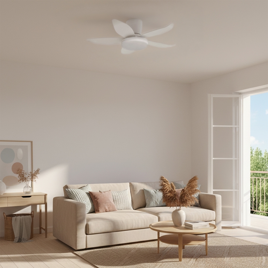 Brilagi - Pritemdomas LED lubinis ventiliatorius LED/32W/230V skersmuo 95 cm balta + nuotolinis valdymas