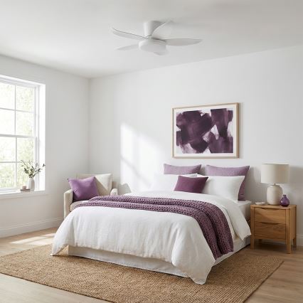 Brilagi - Pritemdomas LED lubinis ventiliatorius LED/32W/230V skersmuo 95 cm balta + nuotolinis valdymas