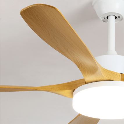 Brilagi - reguliuojamas LED lubų ventiliatorius LED/34W/230V 3000-6500K Ø132 cm balta/ruda + nuotolinis valdymas
