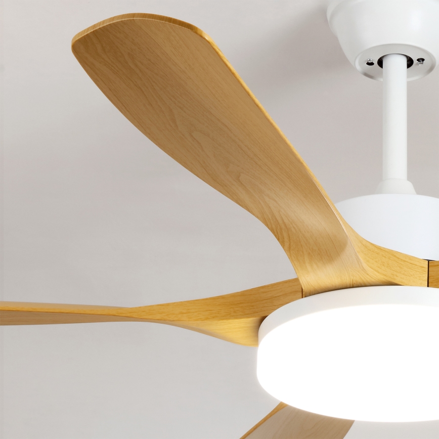 Brilagi - reguliuojamas LED lubų ventiliatorius LED/34W/230V 3000-6500K Ø132 cm balta/ruda + nuotolinis valdymas