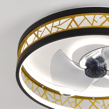 Brilagi - Reguliuojamas LED lubinis ventiliatorius LED/34W/230V 3000-6500K skers. 50 cm juodas/auksinis + nuotolinis pultas
