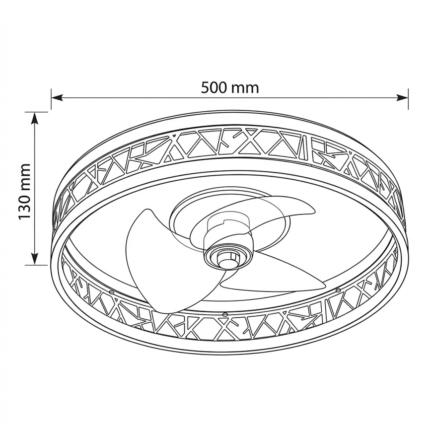 Brilagi - Reguliuojamas LED lubinis ventiliatorius LED/34W/230V 3000-6500K skers. 50 cm juodas/auksinis + nuotolinis pultas