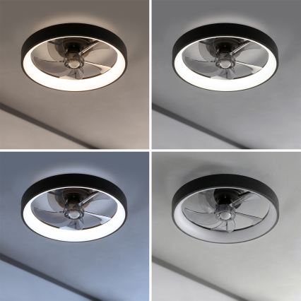 Brilagi - lubinis ventiliatorius su reguliuojamu LED apšvietimu LED/34W/230V 3000-6500K, skersmuo 50 cm, juodas + nuotolinis valdymas