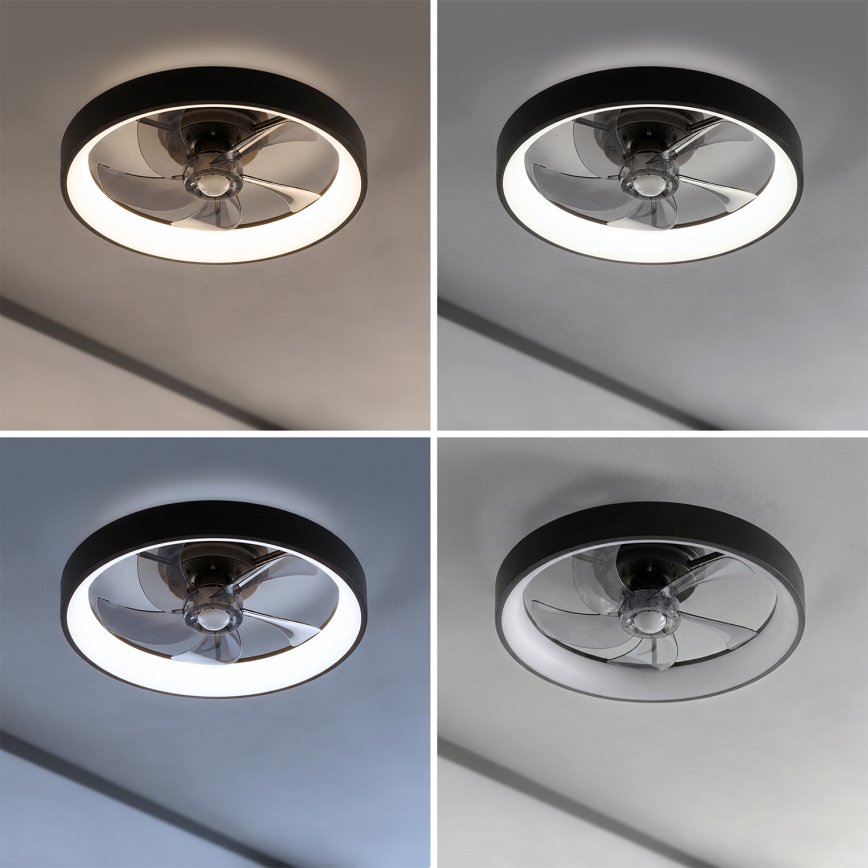 Brilagi - lubinis ventiliatorius su reguliuojamu LED apšvietimu LED/34W/230V 3000-6500K, skersmuo 50 cm, juodas + nuotolinis valdymas