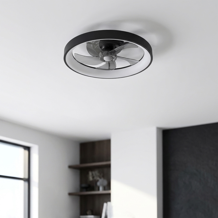 Brilagi - lubinis ventiliatorius su reguliuojamu LED apšvietimu LED/34W/230V 3000-6500K, skersmuo 50 cm, juodas + nuotolinis valdymas