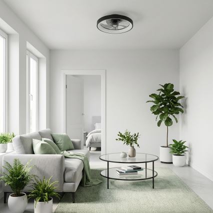 Brilagi - lubinis ventiliatorius su reguliuojamu LED apšvietimu LED/34W/230V 3000-6500K, skersmuo 50 cm, juodas + nuotolinis valdymas