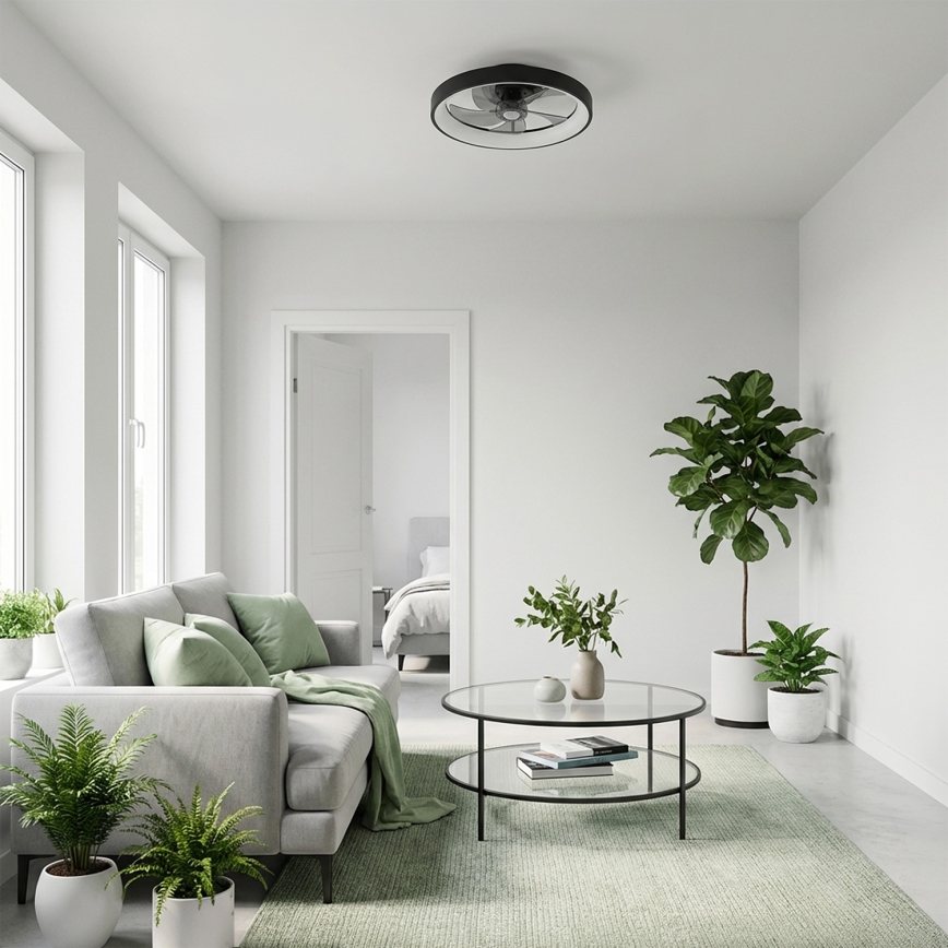 Brilagi - lubinis ventiliatorius su reguliuojamu LED apšvietimu LED/34W/230V 3000-6500K, skersmuo 50 cm, juodas + nuotolinis valdymas