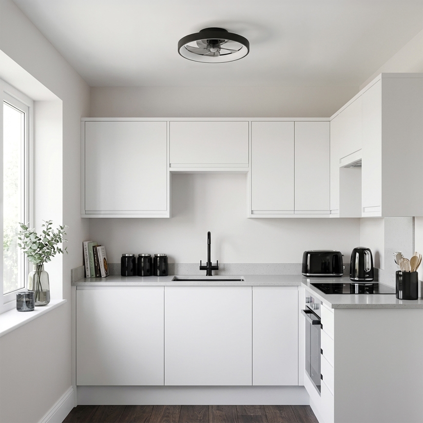 Brilagi - lubinis ventiliatorius su reguliuojamu LED apšvietimu LED/34W/230V 3000-6500K, skersmuo 50 cm, juodas + nuotolinis valdymas