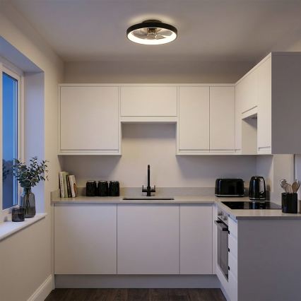 Brilagi - lubinis ventiliatorius su reguliuojamu LED apšvietimu LED/34W/230V 3000-6500K, skersmuo 50 cm, juodas + nuotolinis valdymas