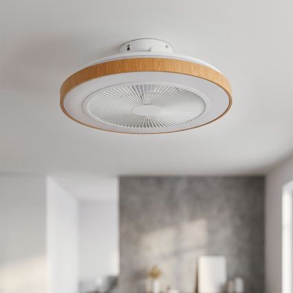 Brilagi - reguliuojamas LED lubinis ventiliatorius LED/38W/230V 3000-6500K Ø 50 cm balta/ruda + nuotolinio valdymo pultas