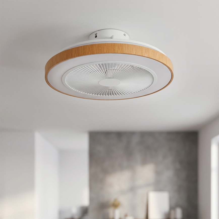Brilagi - reguliuojamas LED lubinis ventiliatorius LED/38W/230V 3000-6500K Ø 50 cm balta/ruda + nuotolinio valdymo pultas
