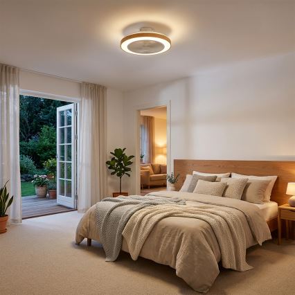 Brilagi - reguliuojamas LED lubinis ventiliatorius LED/38W/230V 3000-6500K Ø 50 cm balta/ruda + nuotolinio valdymo pultas