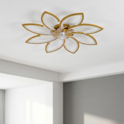 Brilagi - Reguliuojamas LED lubinis ventiliatorius LED/43W/230V 3000-6500K skersmuo 90 cm auksinis + nuotolinis valdymas