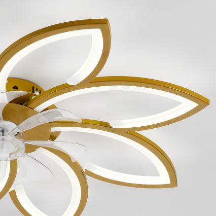 Brilagi - Reguliuojamas LED lubinis ventiliatorius LED/43W/230V 3000-6500K skersmuo 90 cm auksinis + nuotolinis valdymas