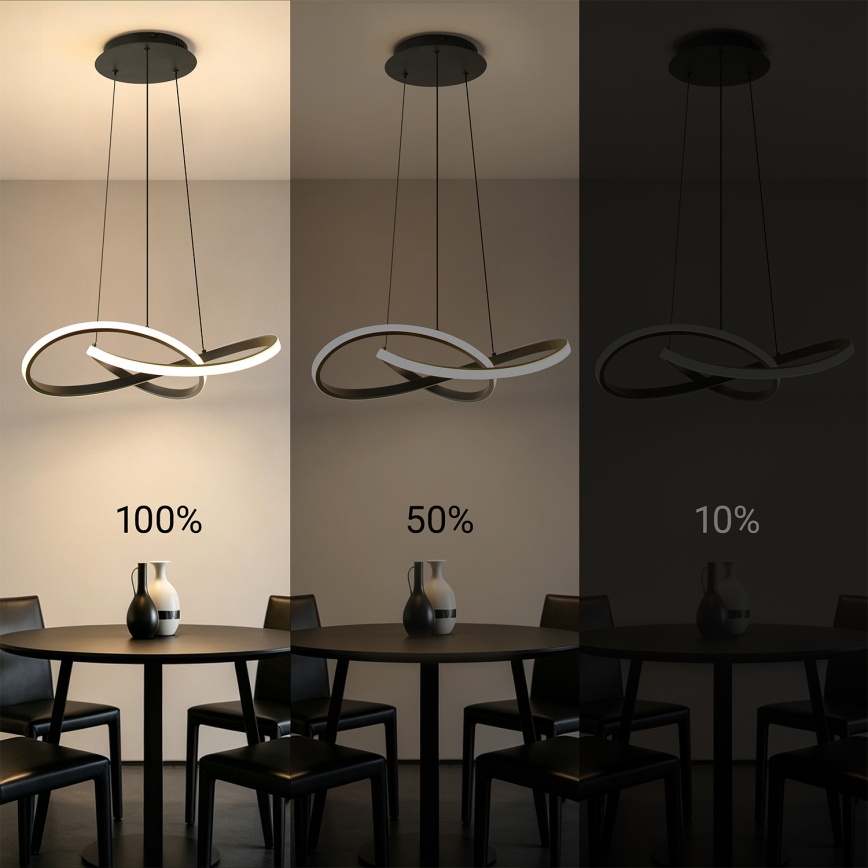 BRILAGI - Dimeriuojamas pakabinamas LED šviestuvas su laidu INFINITY LED/55W/230V 3000-6000K 50x50 cm juodas + nuotolinis valdymas