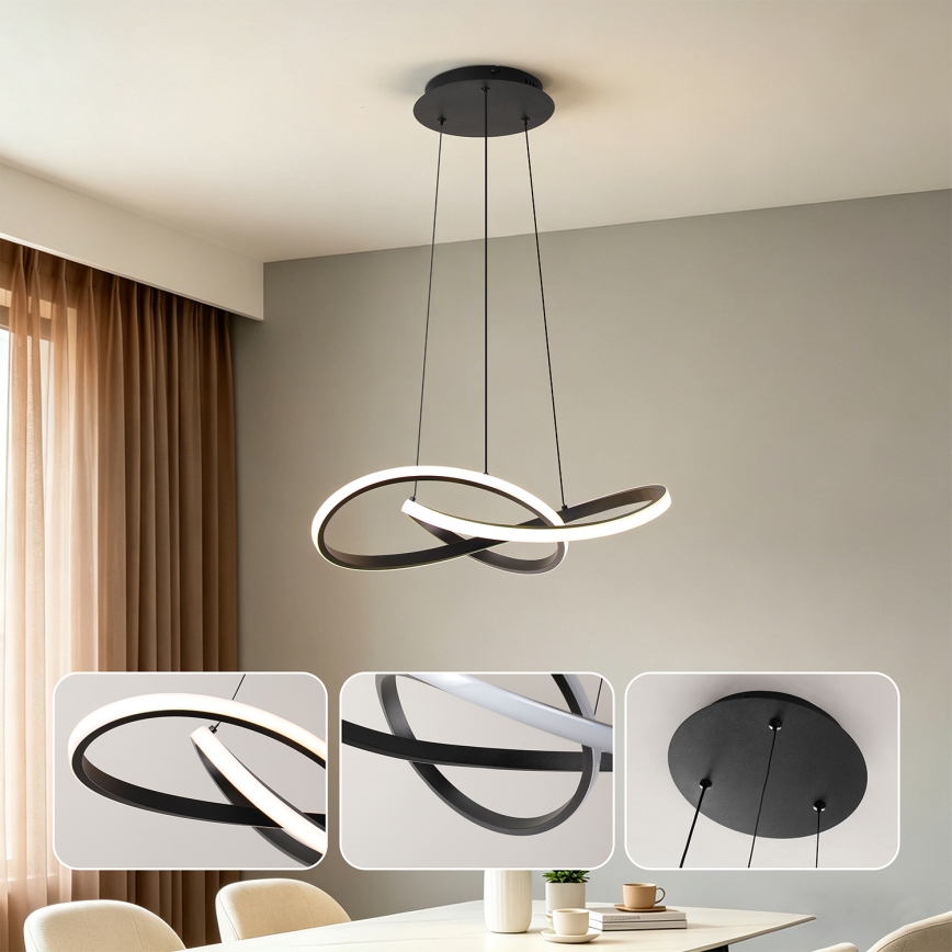 BRILAGI - Dimeriuojamas pakabinamas LED šviestuvas su laidu INFINITY LED/55W/230V 3000-6000K 50x50 cm juodas + nuotolinis valdymas