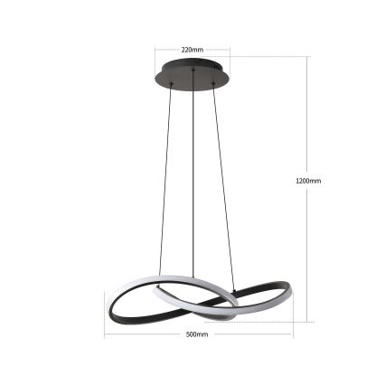 Brilagi - Dimeriuojamas pakabinamas LED šviestuvas su laidu INFINITY LED/55W/230V 3000-6000K 50x50 cm juodas + nuotolinis valdymas