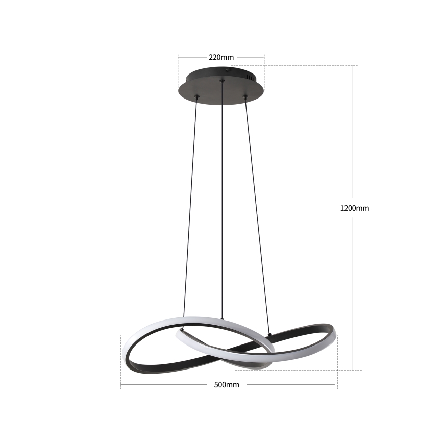 Brilagi - Dimeriuojamas pakabinamas LED šviestuvas su laidu INFINITY LED/55W/230V 3000-6000K 50x50 cm juodas + nuotolinis valdymas