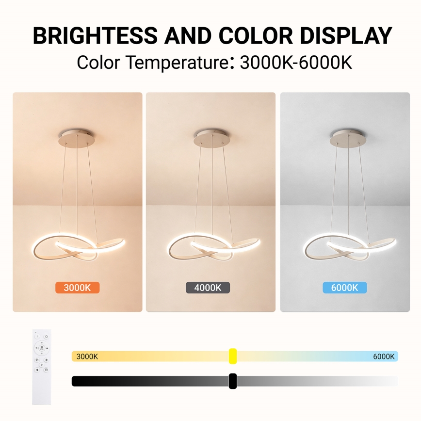 Brilagi - reguliuojamas LED pakabinamas šviestuvas ant laido INFINITY LED/55W/230V 3000-6000K 50x50 cm smėlinis + nuotolinis valdymas