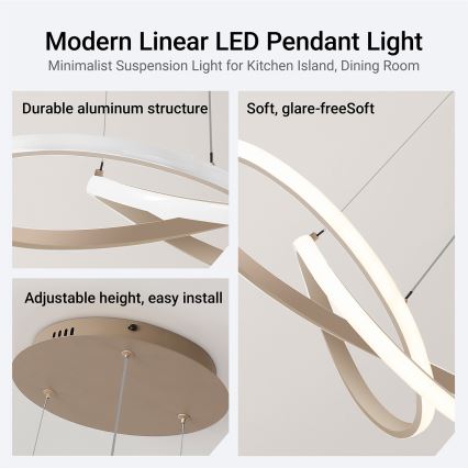 Brilagi - reguliuojamas LED pakabinamas šviestuvas ant laido INFINITY LED/55W/230V 3000-6000K 50x50 cm smėlinis + nuotolinis valdymas