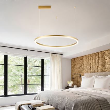 Brilagi - Dimeriuojamas LED pakabinamas šviestuvas ant laido PORTOFINO LED/60W/230V 3000-6000K skersmuo 80 cm auksinis + nuotolinis valdymas