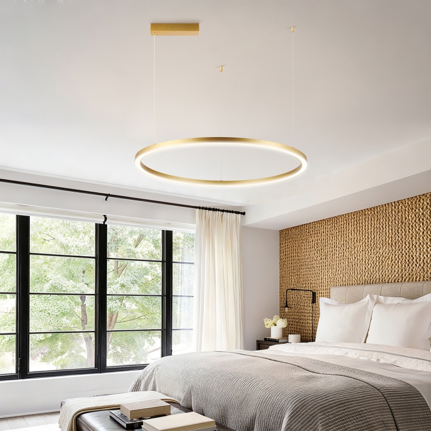 Brilagi - Dimeriuojamas LED pakabinamas šviestuvas ant laido PORTOFINO LED/60W/230V 3000-6000K skersmuo 80 cm auksinis + nuotolinis valdymas