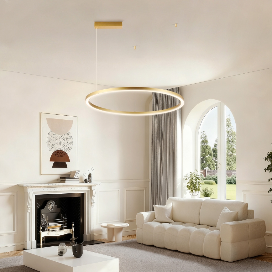 Brilagi - Dimeriuojamas LED pakabinamas šviestuvas ant laido PORTOFINO LED/60W/230V 3000-6000K skersmuo 80 cm auksinis + nuotolinis valdymas