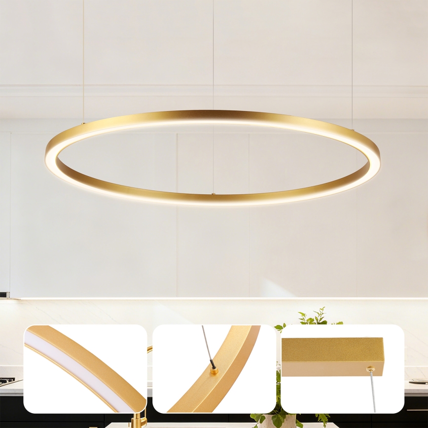 Brilagi - Dimeriuojamas LED pakabinamas šviestuvas ant laido PORTOFINO LED/60W/230V 3000-6000K skersmuo 80 cm auksinis + nuotolinis valdymas