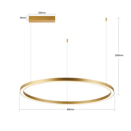 Brilagi - Dimeriuojamas LED pakabinamas šviestuvas ant laido PORTOFINO LED/60W/230V 3000-6000K skersmuo 80 cm auksinis + nuotolinis valdymas