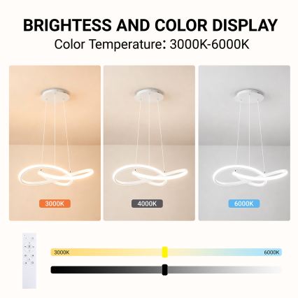 BRILAGI - reguliuojamas LED pakabinamas šviestuvas ant laido INFINITY LED/55W/230V 3000-6000K 50x50 cm balta + nuotolinis valdymas