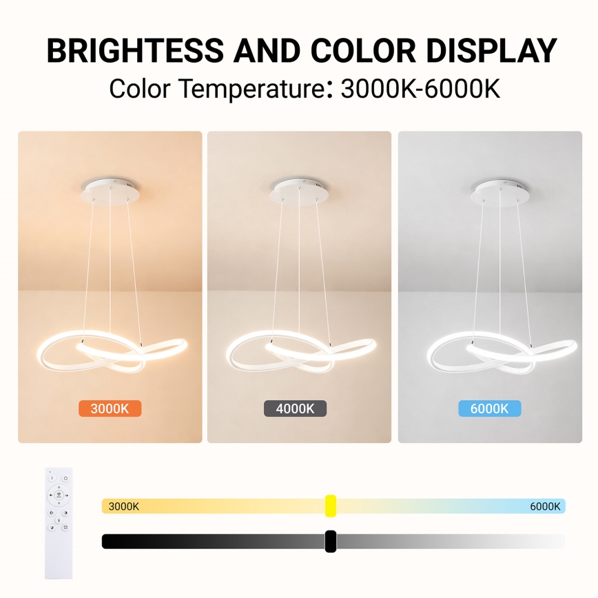 BRILAGI - reguliuojamas LED pakabinamas šviestuvas ant laido INFINITY LED/55W/230V 3000-6000K 50x50 cm balta + nuotolinis valdymas