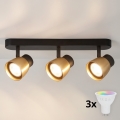 BRILAGI - Dimeriuojamas LED RGBW taškinis šviestuvas NUGGET 3xGU10/4,8W/230V juoda/auksinė