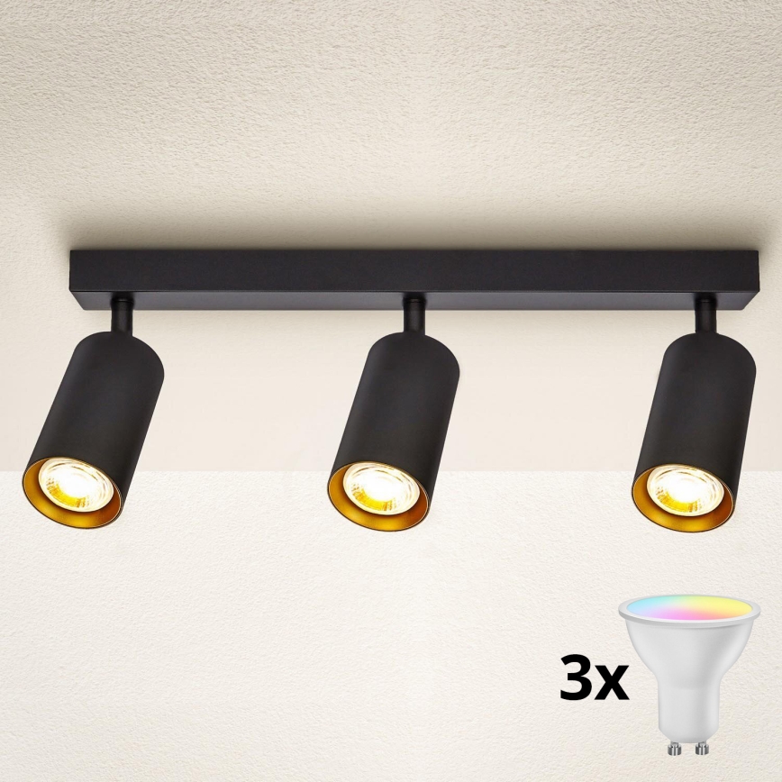 Brilagi - Dimeriuojamas LED RGBW taškinis šviestuvas SELE 3xGU10/6,5W/230V 2700-6500K juoda/auksinė