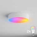 BRILAGI - Dimeriuojamas LED RGBW vonios kambario lubų šviestuvas CLARE 2xE27/12W/230V 2700-6500K skersmuo 30 cm IP54 balta