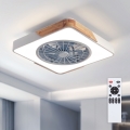 Brilagi - Dimeriuojamas LED stropinis šviestuvas su ventiliatoriumi LED/38W/230V 3000-6500K 3000-6500K 50x50 cm balta/ąžuolas + nuotolinis valdymas