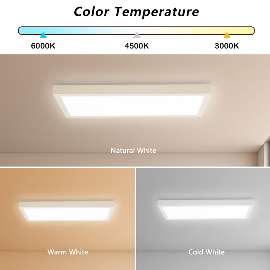 Brilagi - Dimeriuojamas LED vonios kambario lubų šviestuvas FRAME SMART LED/30W/230V 30x60 cm 3000-6000K IP44 baltas + nuotolinio valdymo pultas