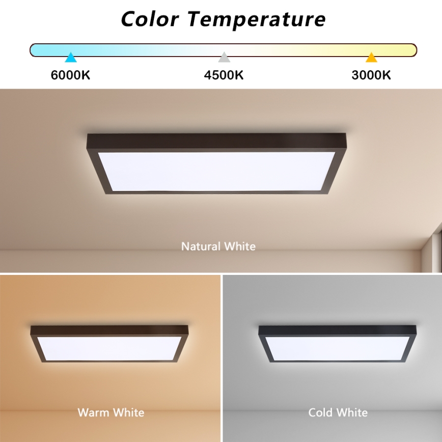 Brilagi - Dimeriuojamas LED vonios kambario lubinis šviestuvas FRAME SMART LED/30W/230V 30x60 cm 3000-6000K IP44 juoda + su nuotoliniu pulteliu