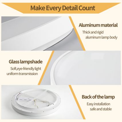 Brilagi - reguliuojamas LED lubinis šviestuvas GLASS POOL DOUBLE LED/80W/230V 3000-6000K 60 cm balta + nuotolinio valdymo pultas