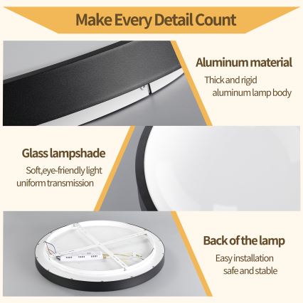 Brilagi - dimeriuojamas LED lubinis šviestuvas GLASS POOL DOUBLE LED/80W/230V 3000-6000K 60 cm juodas + su nuotoliniu valdymu