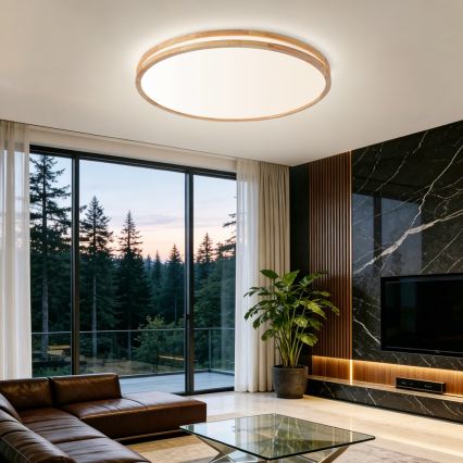 BRILAGI - LED dimeriuojamas lubinis šviestuvas MOLINA LED/100W/230V 3000–6000K ąžuolas, skersmuo 80 cm + nuotolinis valdymas