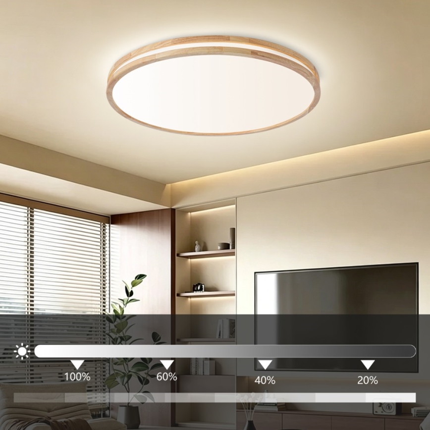 BRILAGI - LED dimeriuojamas lubinis šviestuvas MOLINA LED/100W/230V 3000–6000K ąžuolas, skersmuo 80 cm + nuotolinis valdymas