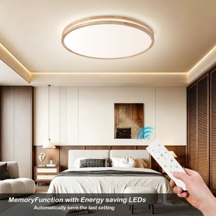 BRILAGI - LED dimeriuojamas lubinis šviestuvas MOLINA LED/100W/230V 3000–6000K ąžuolas, skersmuo 80 cm + nuotolinis valdymas