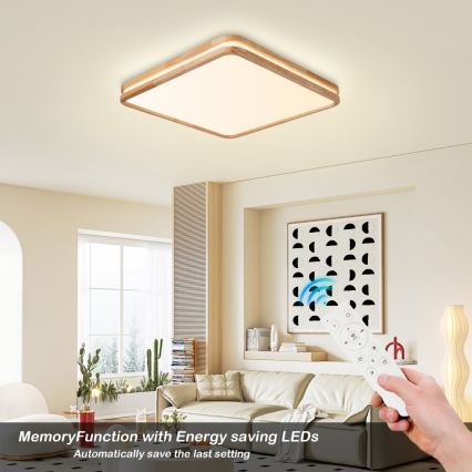 BRILAGI - Dimeriuojamas LED lubinis šviestuvas MOLINA SQUARE LED/80W/230V 3000-6000K ąžuolas 60x60 cm + nuotolinis valdymas